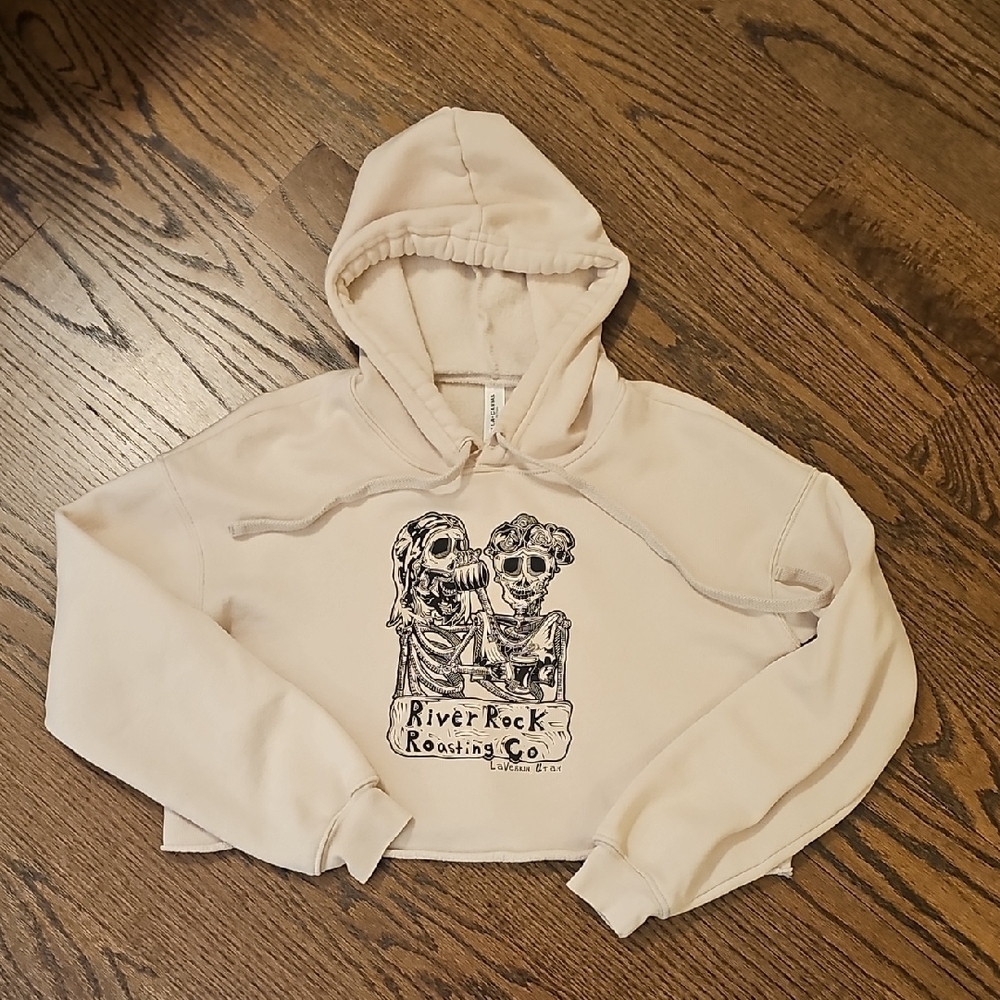 River Rock Roasting Co Fleece Cropped Hoodie Size Small - Picture 6 of 7